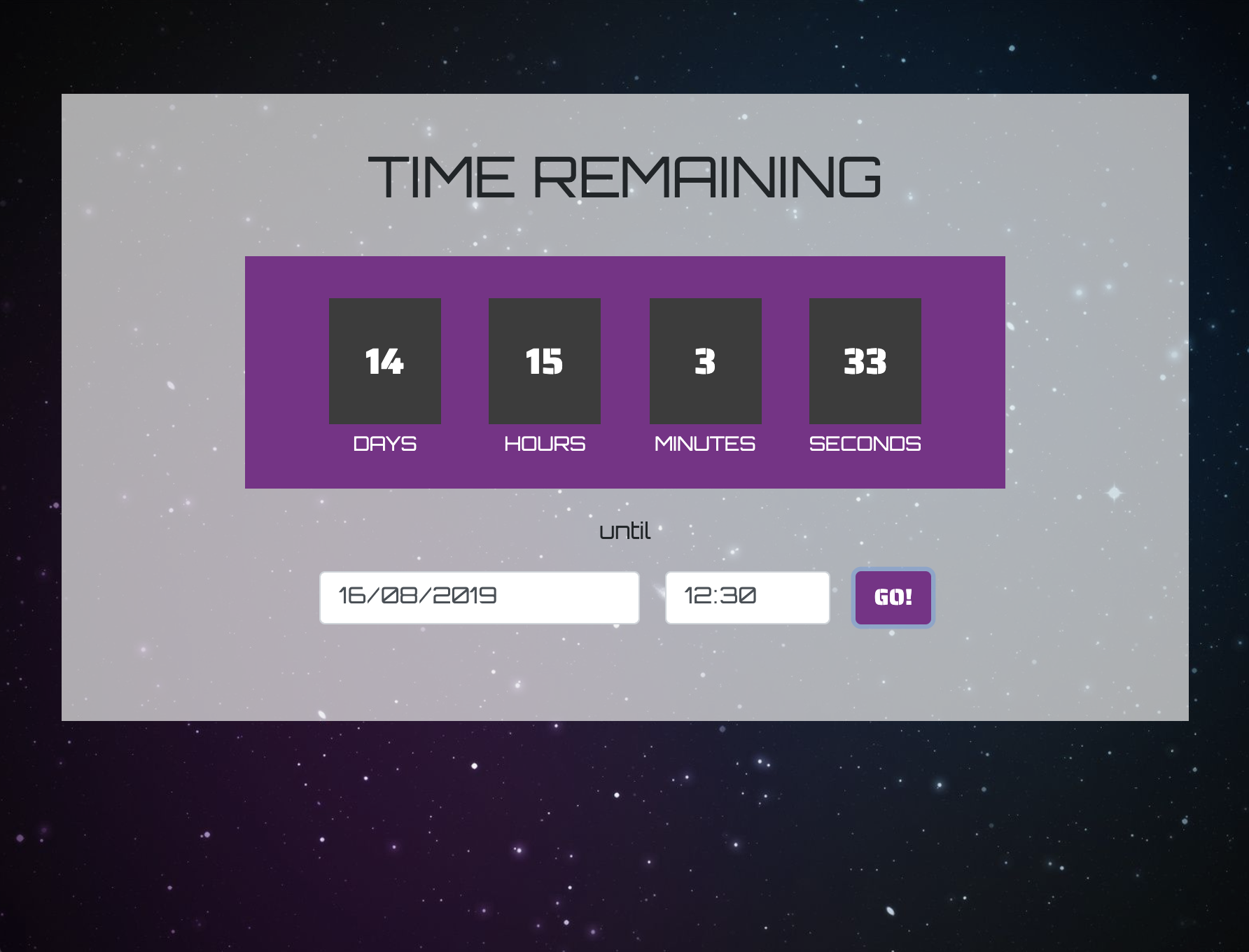 countdown clock project screenshot