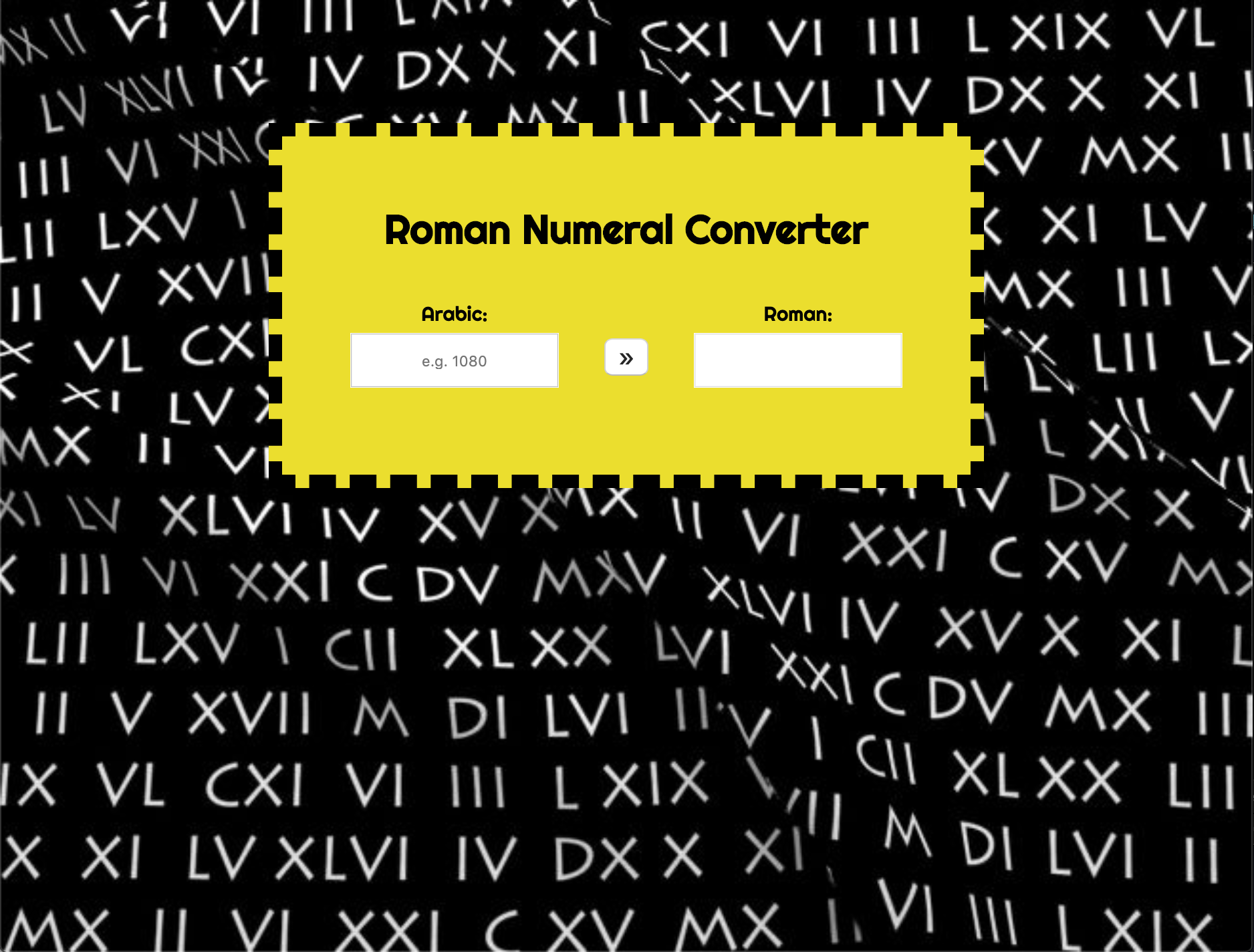 roman numeral converter project screenshot